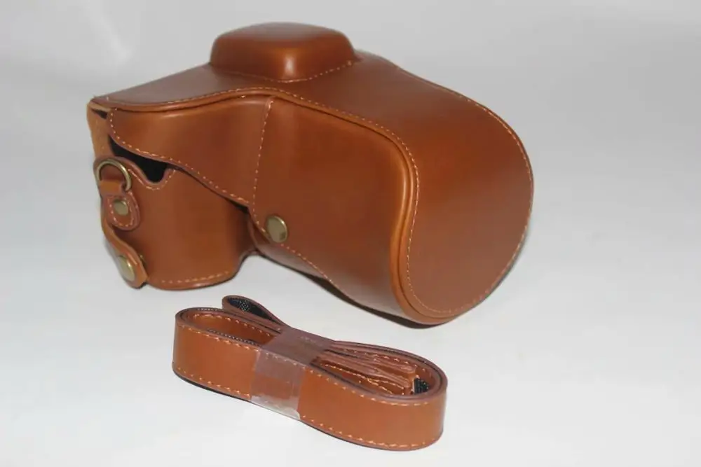 Coffee Brown PU Leather Camera Case Bag Cover For Samsung NX300 NX-300 With Camera Strap