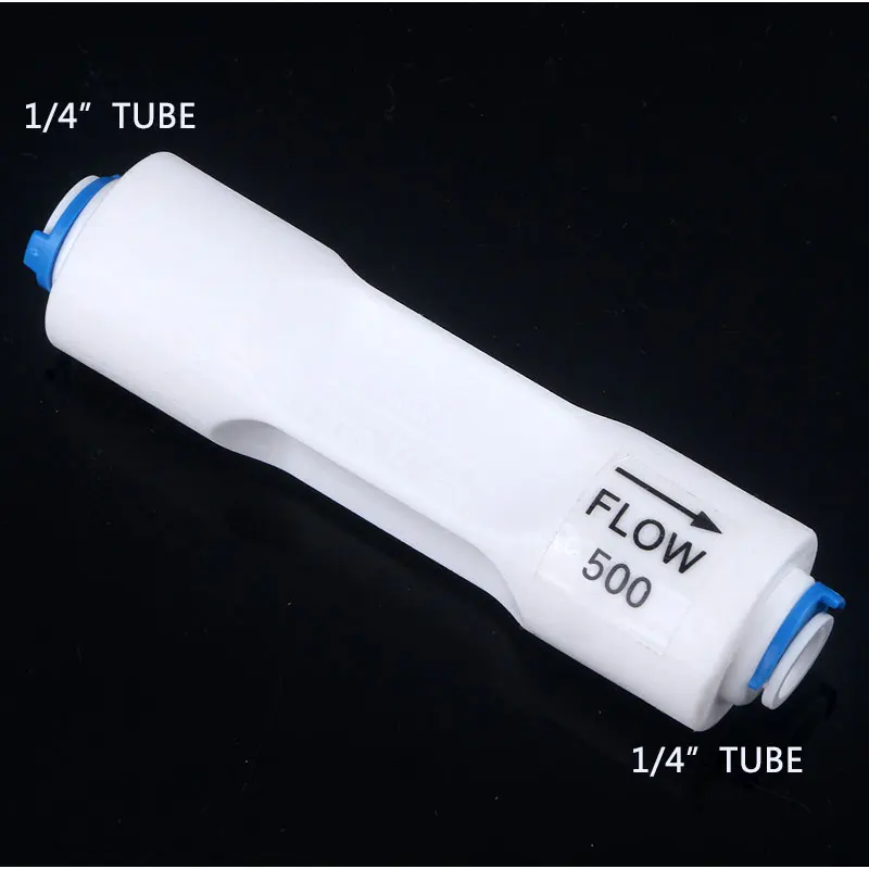 1/4 "أنبوب مستقيم من خلال نوع 500CC تدفق مياه الصرف الصحي منظم تقييد خرطوم التناضح العكسي موصل سريع الأنابيب Fittiing