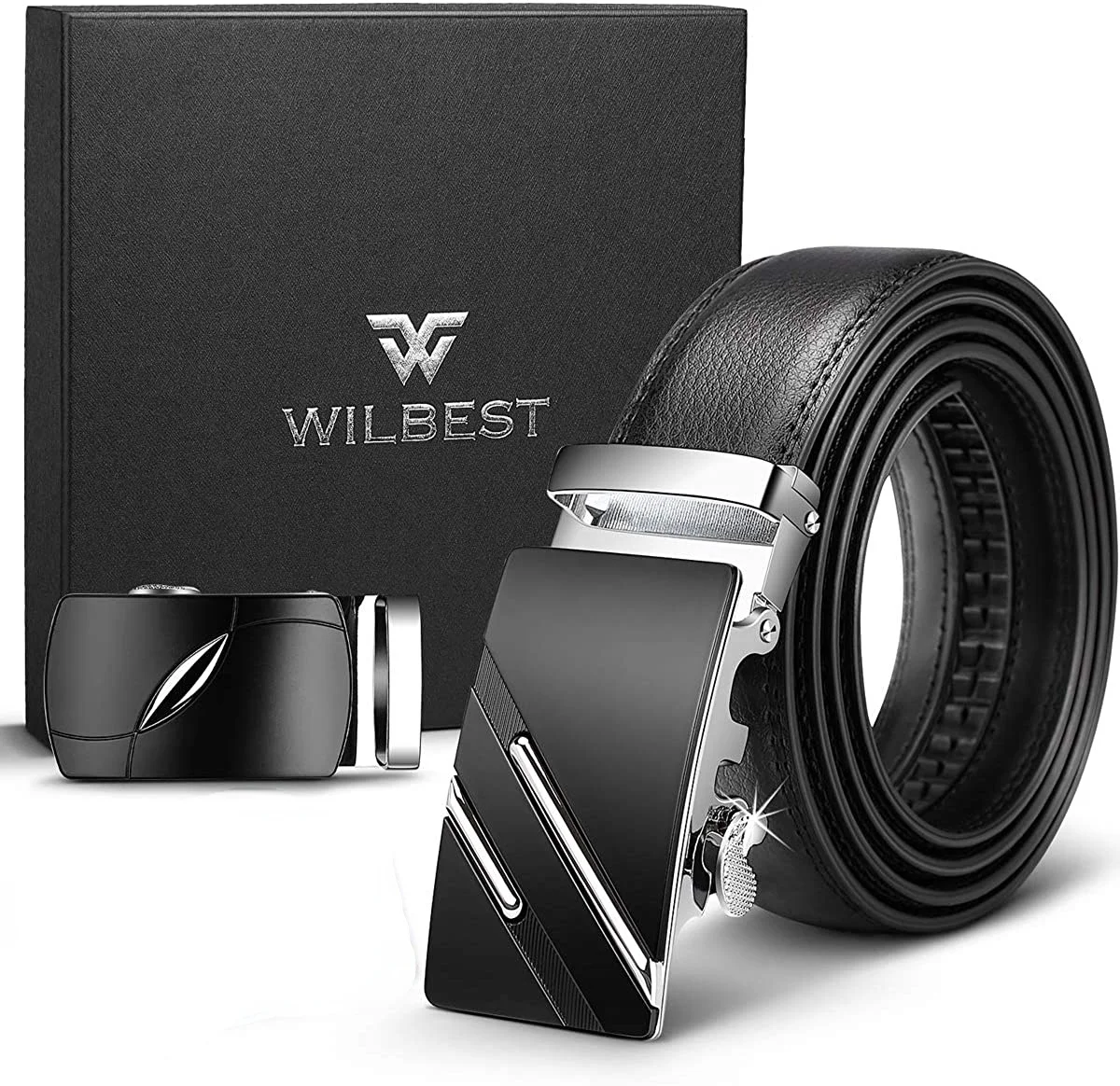 2024 New Genuine Leather Men Belt Black Automatic Ratchet Buckles Male Business Fashion Designer Waistband