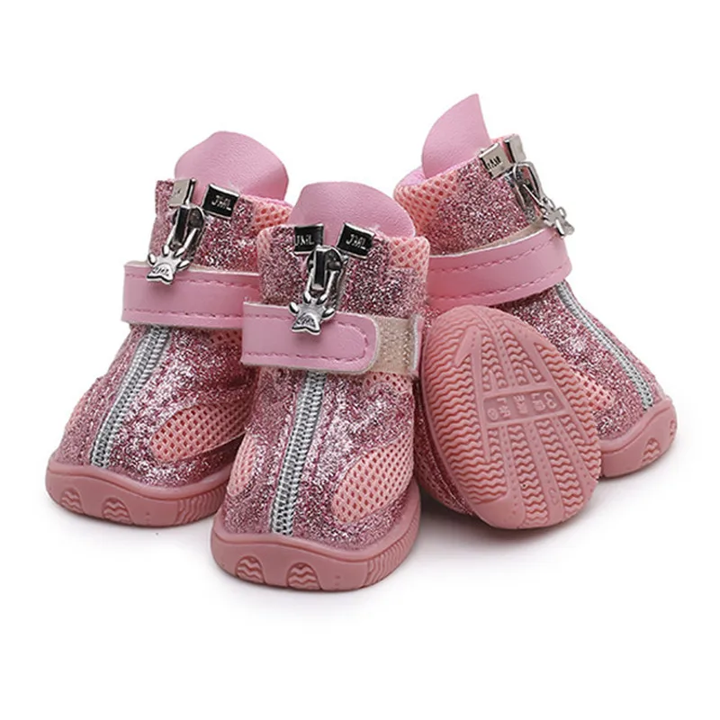 Bling Spring Summer Pet Dog Shoes Breathable Mesh Dog Boots Anti-slip Small Dog Shoes Puppy Sandals