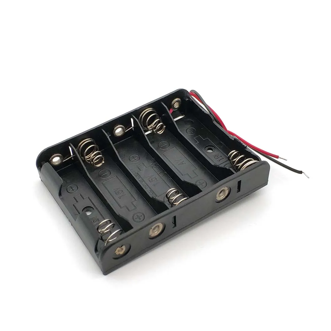 Plastic Battery Storage Case Box Holder For 5 X AA 5xAA 2A 7.5V Wire Leads