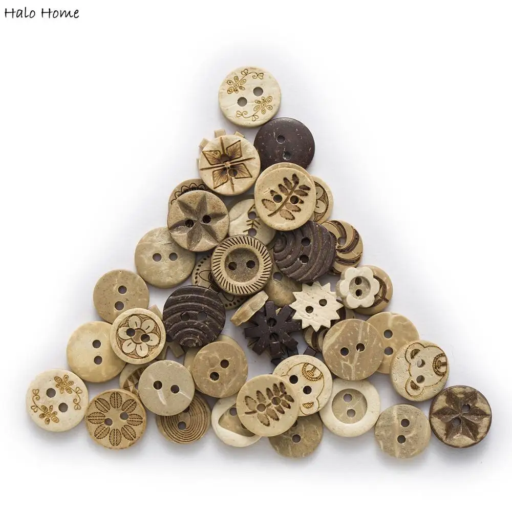 30pcs Multiple Options  Round Coconut Buttons Sewing Scrapbooking Clothing Crafts Accessories Handwork Making Decor