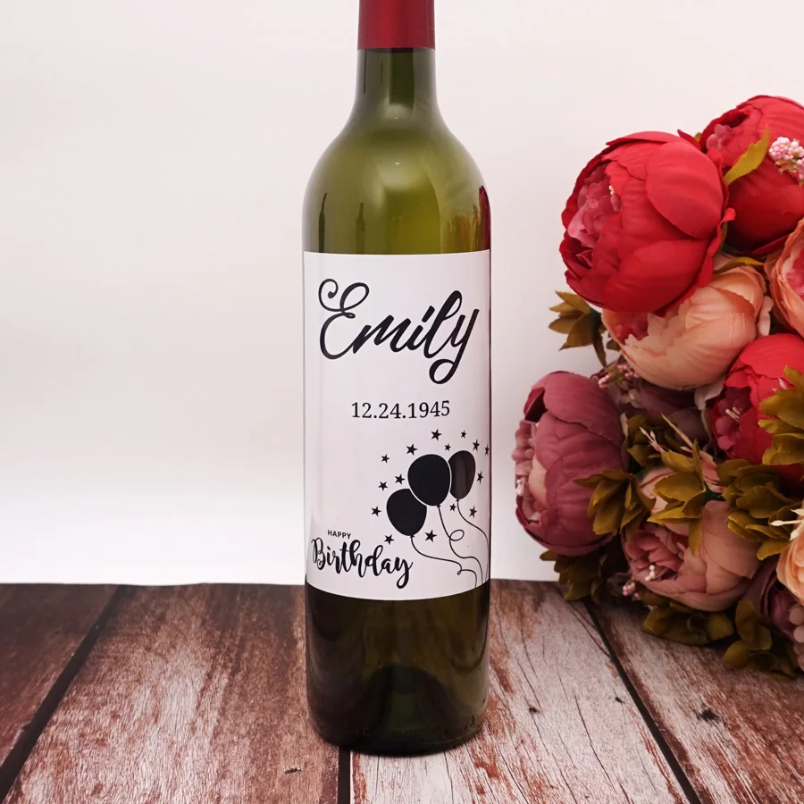 20pcs/Lot DIY Custom Birthday Party Wine Bottle Labels Stickers Personalized Name and Date Balloon Style Creative Stickers image 2