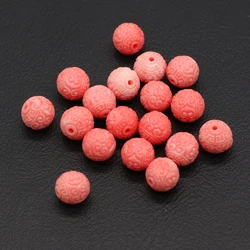 Natuursteen Pink Coral Kralen Ronde Gesneden Boeddha Losse Spacer Kralen Diy Voor Charm Ring Oorbel Armband Sieraden Maken 10 stuks
