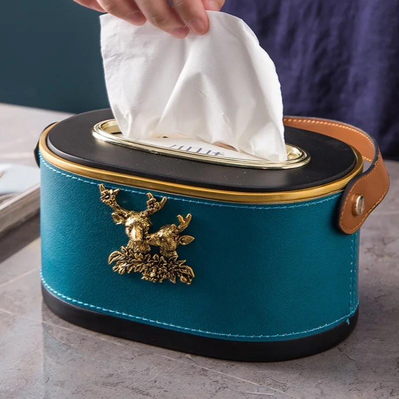 Rectangle Leather Tissue Box Cover Desk Makeup Cosmetic OrganizerContainer Tissue Box wipes container Home Decoration Accessorie