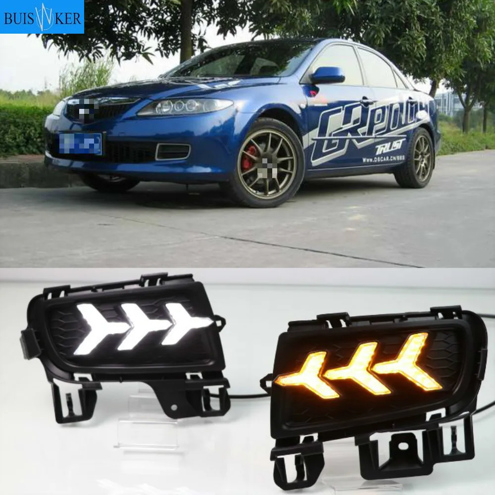 

1Pair For Mazda 6 Mazda6 2006 2007 2008 2009 LED DRL Daytime Running Light Daylight Waterproof with yellow Signal