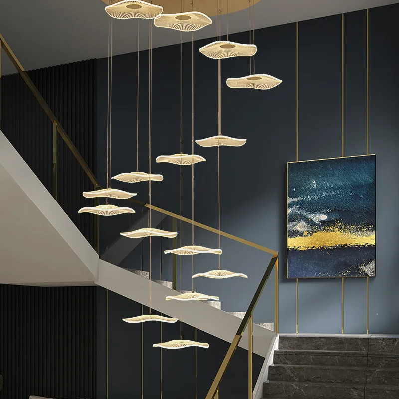 Nordic Bubble2025Modern Lotus Leaf LED pendant light lamps restaurant Acrylic Chandelier long stair