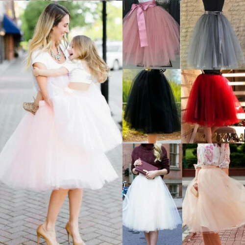 Elegant Harajuku 7 Layers Tulle Skirt Women Vintage Skirts 50s Rockabilly Tutu Petticoat Ball Gown New