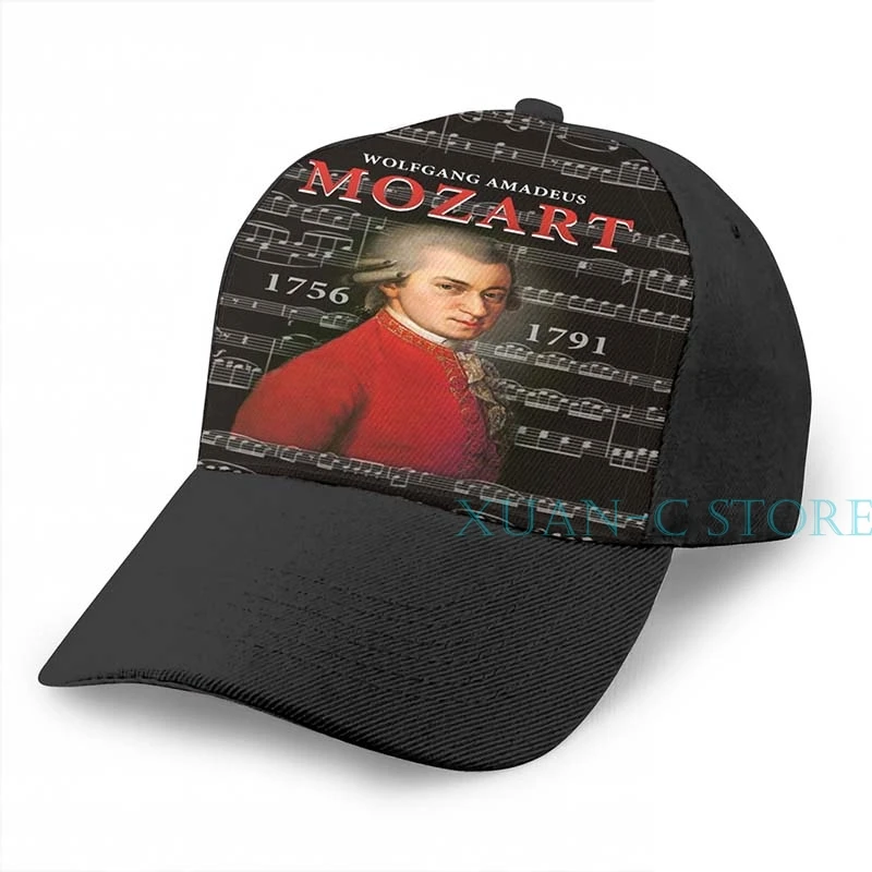 Wolfgang Amadeus Mozart Basketball Cap men women Fashion all over print black Unisex adult hat