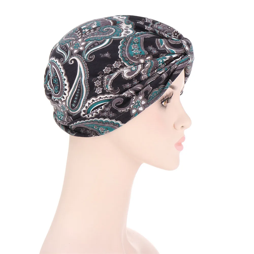 Turbante con estampado de moda para mujer, gorro de flores elásticas suaves, Hijabs interiores para la cabeza, Hijab musulmán