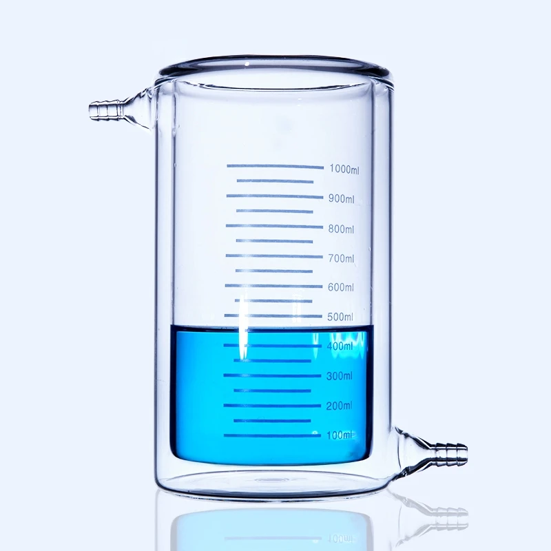 1pcs 50ml to 2000ml Double Layer Beaker Laboratory Jacketed Borosilicate Glass Beaker  for Photocatalytic Experiment