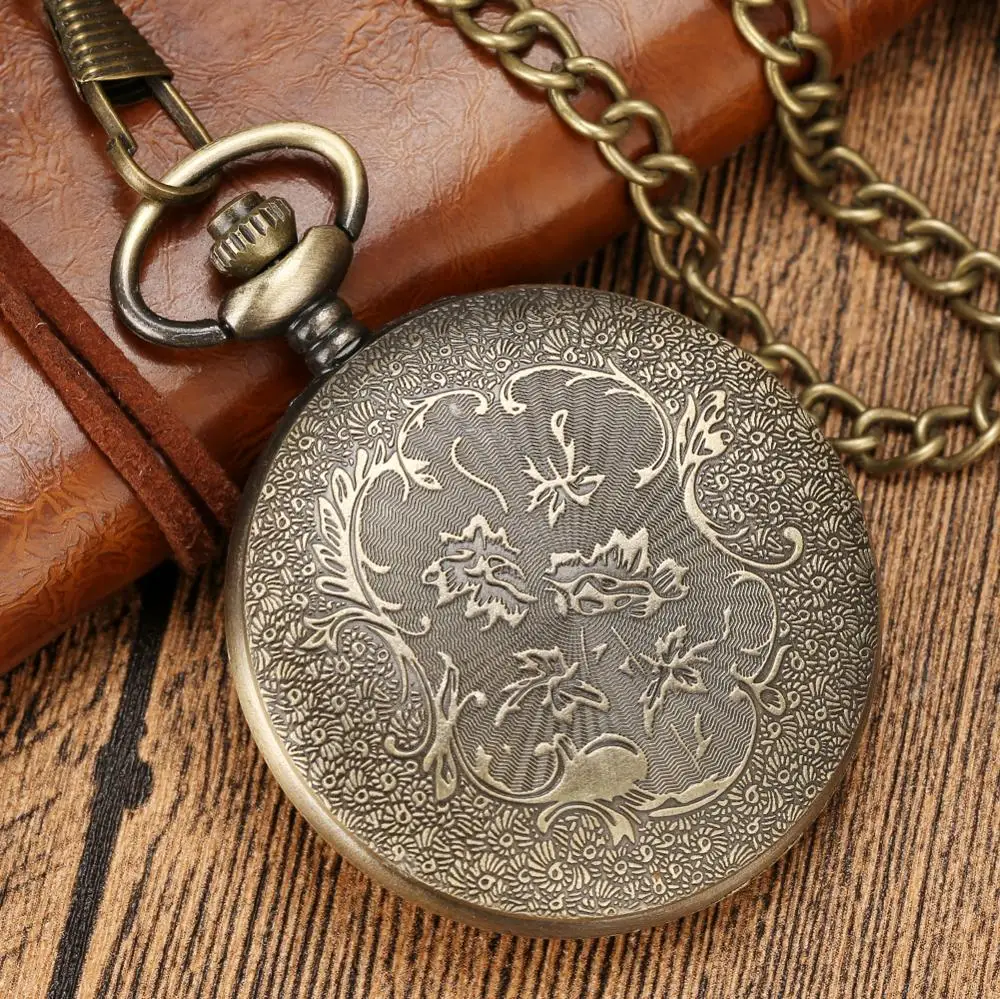 Antique Bronze Hollow 3D Motorcycle Autocycle Autobike Pattern Quartz Pocket Watch Necklace Pendant Chain Gift Reloj De Bolsillo