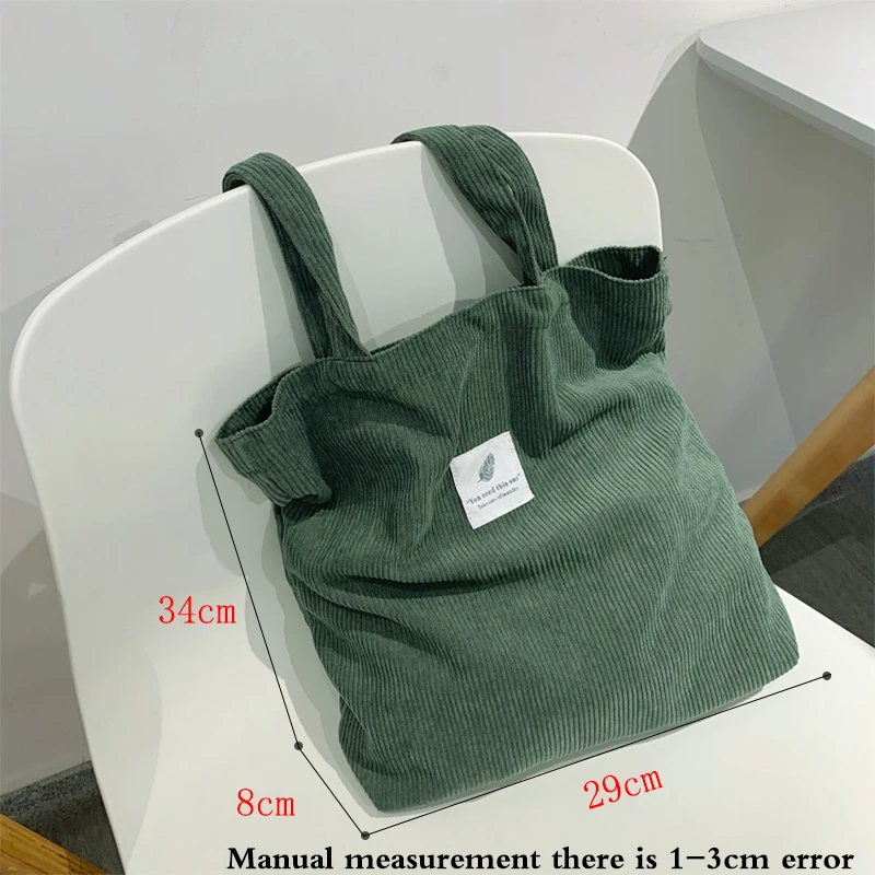 Corduroy Bag Handbags for Women Shoulder Bags Female Soft Environmental Storage Reusable Girls Small and Large Shopper Totes Bag