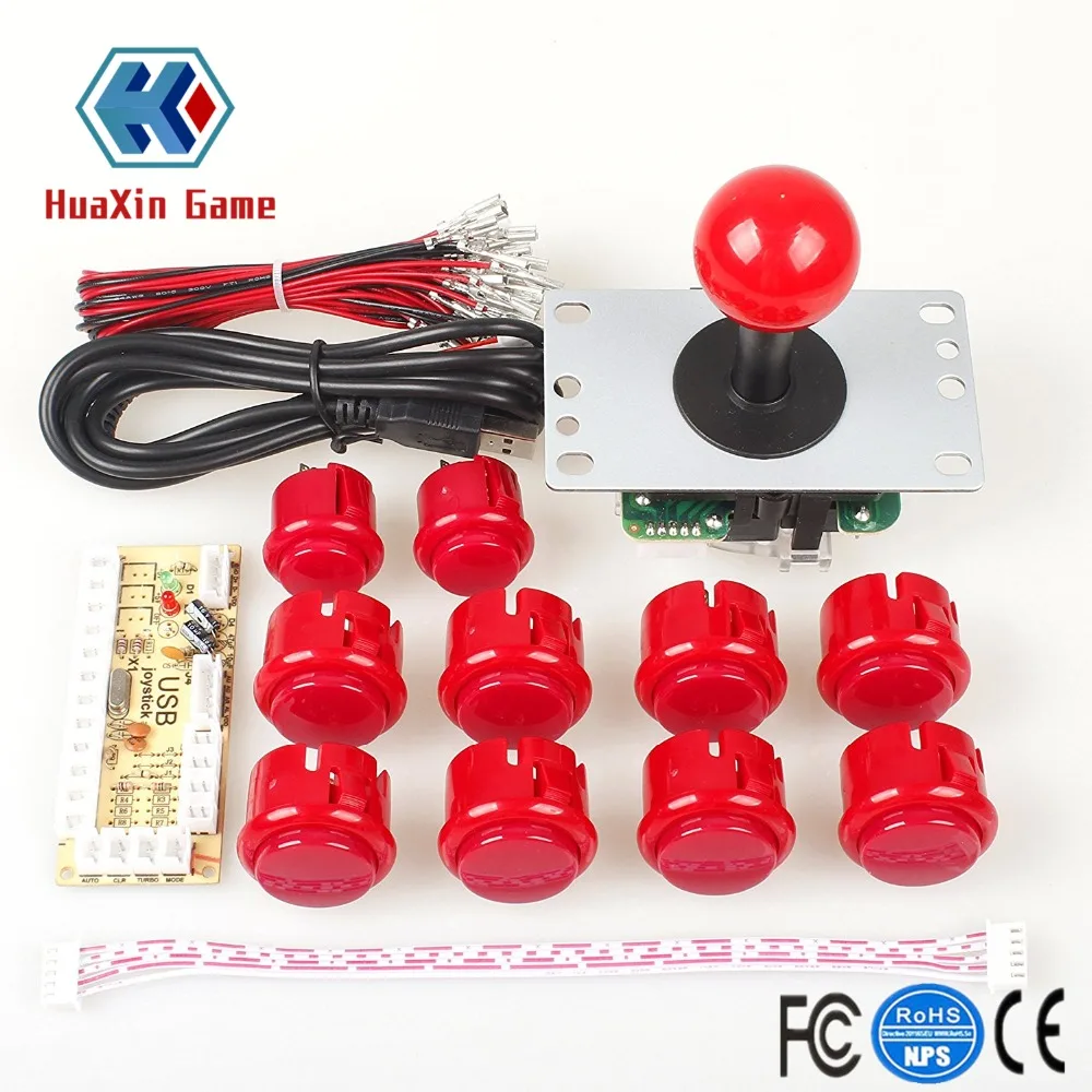 Arcade Joystick DIY Kit, Zero Delay USB Controller, PC to Arcade Joystick, Push Buttons, Wire Harness for MAME & Raspberry Pi 3B