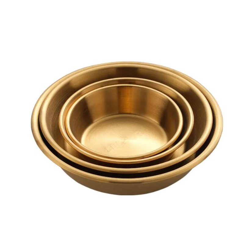 

30pcs Sauce Dish Appetizer Serving Tray Stainless Steel Snack Plates Kitchen Supplies Silver Golden Side Dish Plates