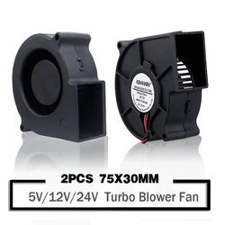 Ventilador Turbo de Ar para Piquenique e Acampamento, Radial Centrífuga, 70mm, 5V, 12V, 24V, USB, 2PIN, 75x75x30mm, Refrigerador