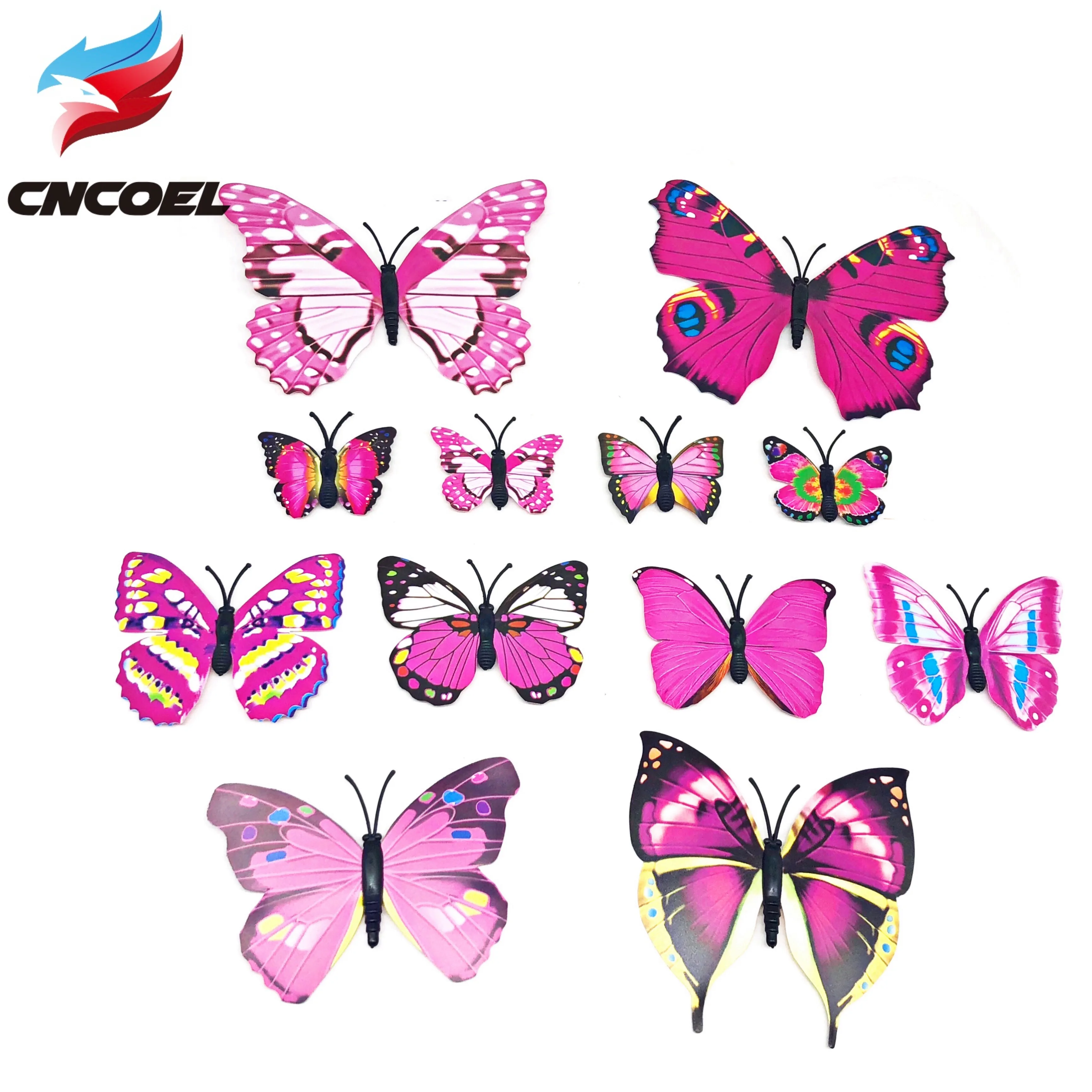 12Pcs DIY kitchen refrigerator decal Wallpapers 3D Butterflies home decor for kids room Christmas party decoration