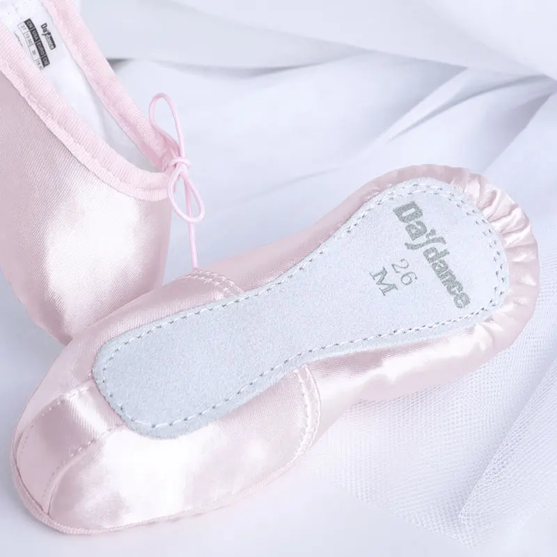 Ballet Shoes For Girls Kids Gymnastics Shoes Ballerina Dance Shoes Sneakers Children Shiny Satin Flat For Dancing