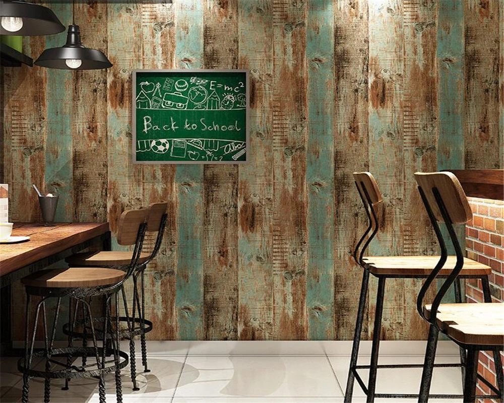 wellyu 3D Retro nostalgic 3D wood grain wood board wallpaper restaurant tea shop clothing store background 3d wall paper roll