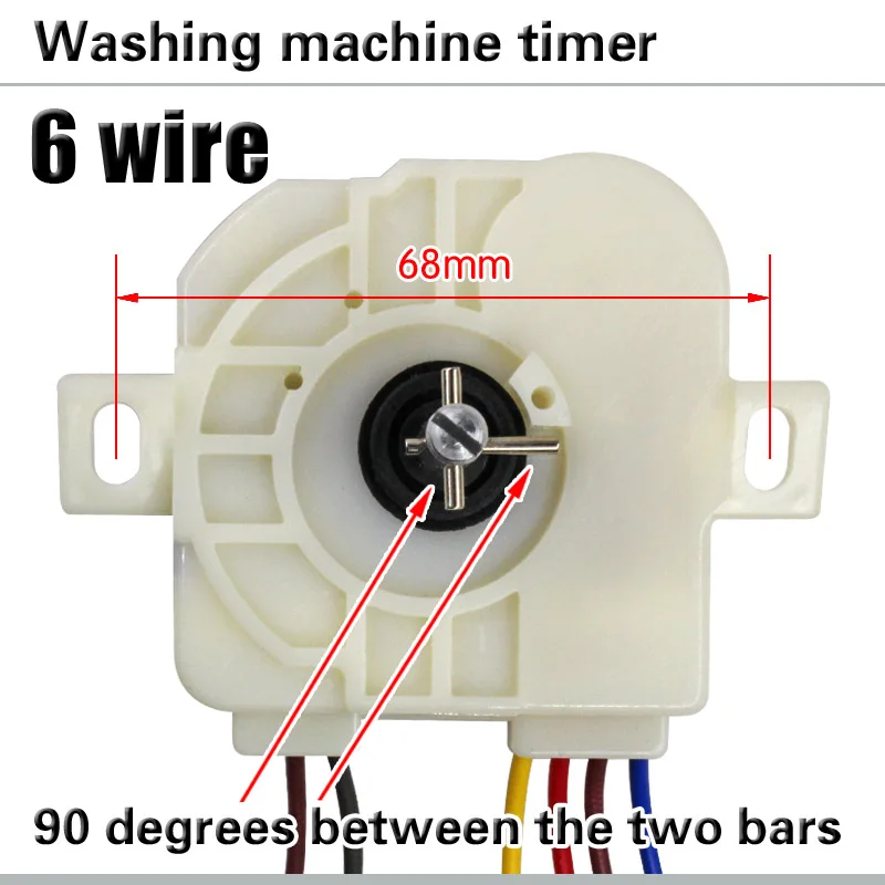 6 Line Oblique Ear Washing Machine Timer 90 Degree Center Hole Distance 68mm Switch Shaft