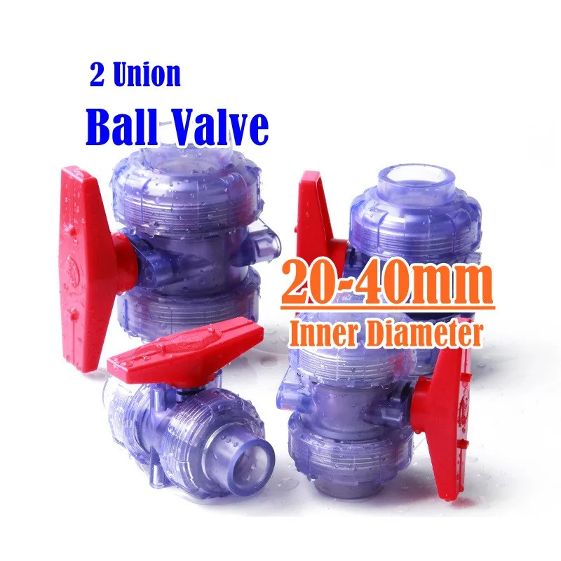 1pc Inner Diameter 20~40mm Hi-quality Transparent UPVC Globe Valve Aquarium Fish Tank Garden Irrigation Union Ball Valve