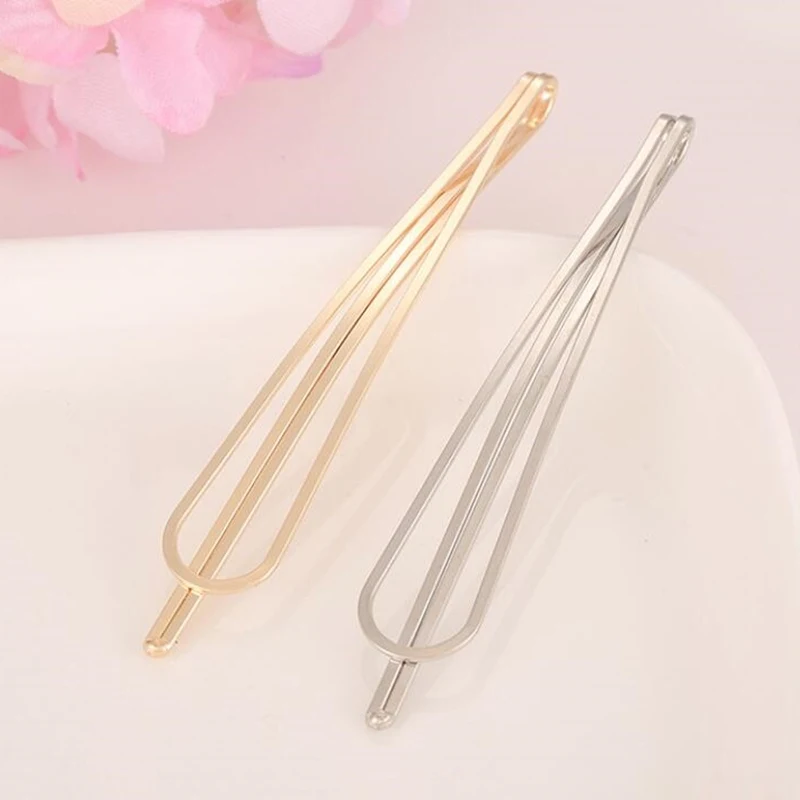 20 Pcs/lot 6cm Geometric gold/silver hairpin one-piece clip DIY blank hair accessories