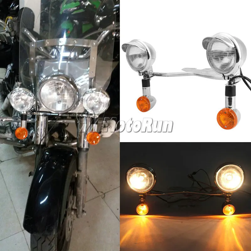 Motorcycle Passing Lights Bar w/ Turn Signals Set For Suzuki Boulevard M109R M50 M90 M95 C109R C50 C90 S40 Marauder VZ800