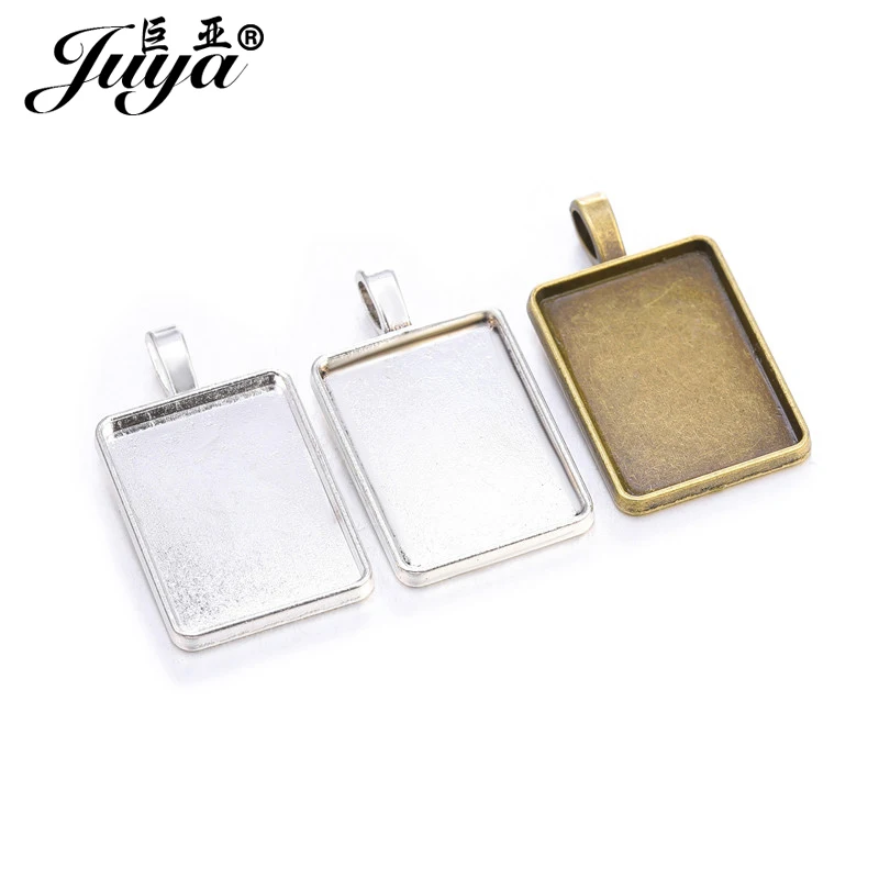 

10pcs/lot 18x25mm Metal Rectangle Cabochon Base Setting 3 Colors Jewelry For Necklace Pendant DIY Making Handmade Accessories