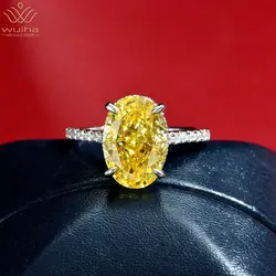 WUIHA argento Sterling 925 ovale 9*13MM G colore giallo blu Padma creato Moissanite pietra preziosa anello di fidanzamento matrimonio gioielleria raffinata