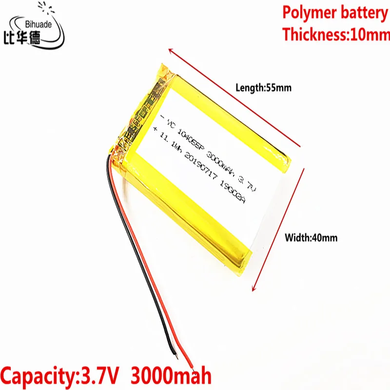 3.7V,3000mAH,104055 Polymer lithium ion / Li-ion battery for TOY,POWER BANK,GPS,mp3,mp4,cell phone,speaker