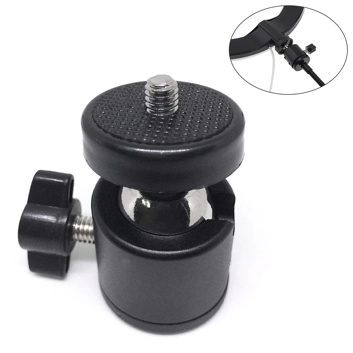 

1/4 Inch Shoe Tripod Mount Camera Head Ball Adapter Cradle Ball Head with Live LED Light Flash Bracket Holder for DV DSLR Camera