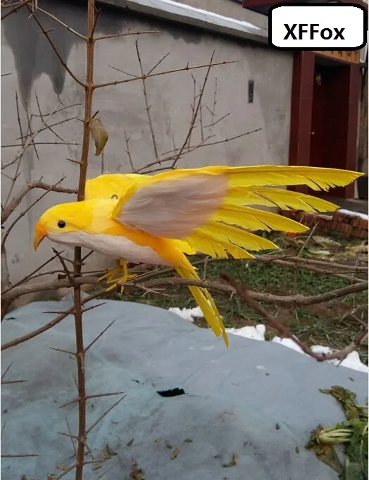 

creative simulation wings bird model foam&furs yellow bird doll gift about 22cm xf2421