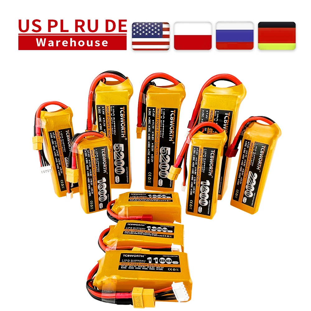 4S RC LiPo batteria 4S 14.8V 1300mAh 1500mAh 1800mAh 2200mAh 6000mAh 25C 35C 60C per RC aereo elicottero Quadcopter 4S