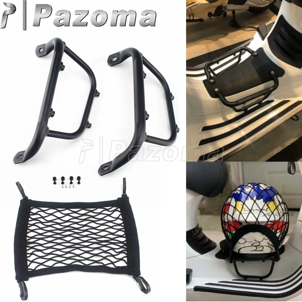 Motorcycle Rack Bracket Footboard Heavy Luggage Holder Shelf w/ Nylon Net Bag For Piaggio Sprint Primavera 125 150 2013 - 2021