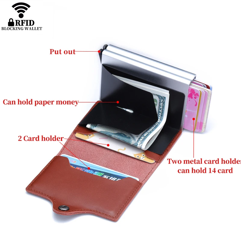 Custom Name Men Women Credit Card Holder Wallet Short Tri-fold Double Box Credit card Case Bag Protection Credit Card Holder Men