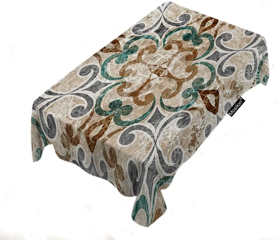 

Paisley Vintage Floral Italian Tile With Moroccan Flower Table Covers Polyester Fabric Decorative