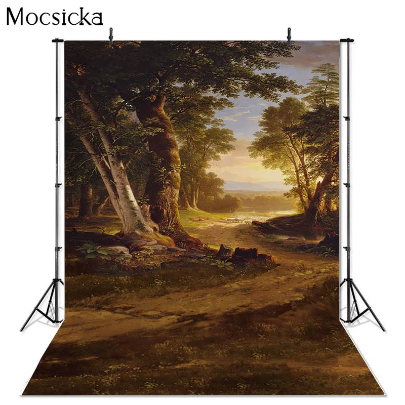 

Mocsicka Retro Texture Photography Backdrops Adult Portrait Photo Wallpaper Forest Trail Decoration Studio Photography Props