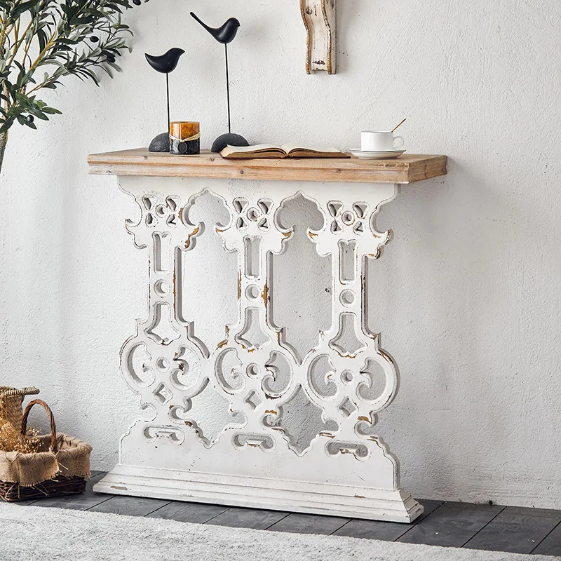 

American Retro Mantelpiece Creative Carved Small Porch Table To Make Old Case Homestay Corridor Side Decoration Rack