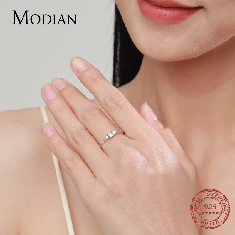 MODIAN Radiant Clear CZ Pure 925 Sterling Silver Classic Finger Ring For Women Winter Christmas Gift Engagement Jewelry Anel