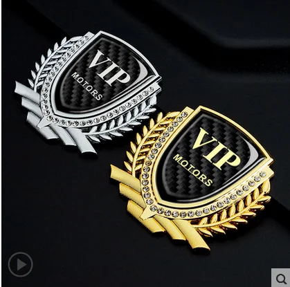 

3D Auto Modified Metal Grain Luxury VIP Car Trunk Side Seal Decals Badge Car Accessories