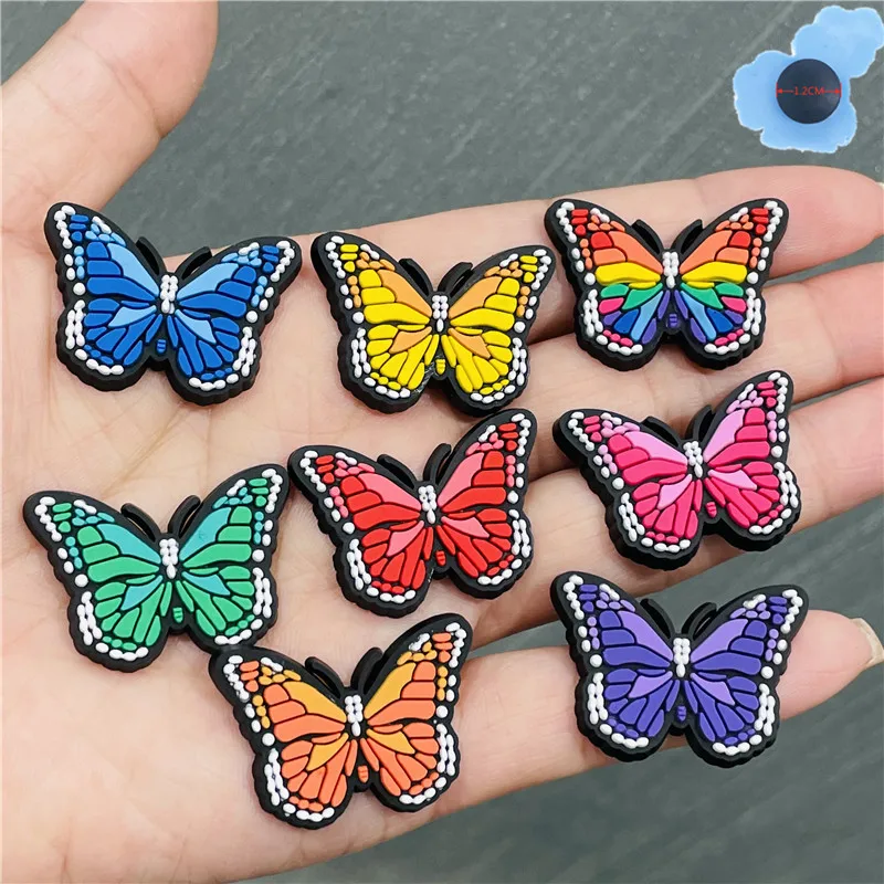 

1-9pcs PVC Colorful Butterfly Girls Garden Shoes Accessories Pretty Shoe Decorations Fit Children Bracelet Charms