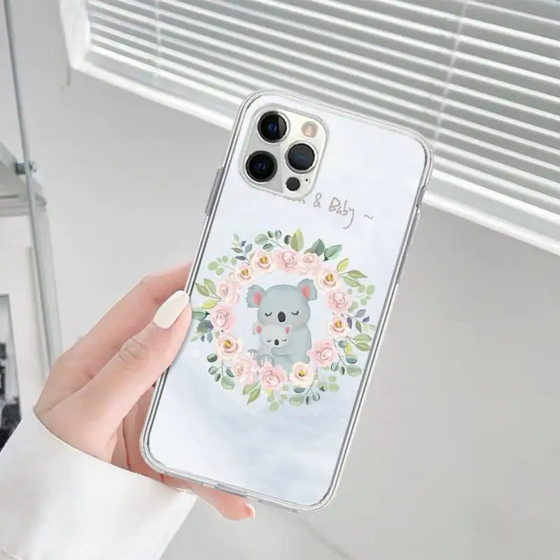 cartoon watercolor painting animal koala Phone Case for iPhone 13 12 mini 11 pro Xs max Xr X 8 7 6 6s Plus 5s cover