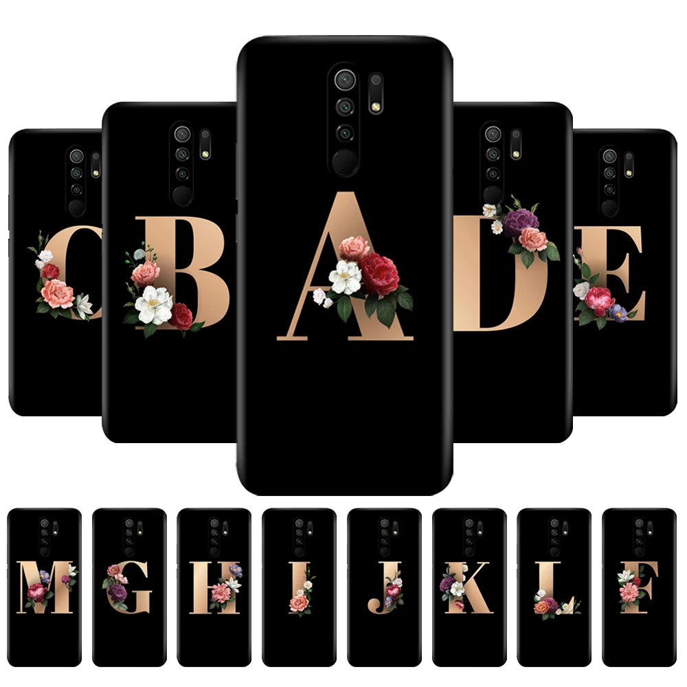 For xiaomi redmi 9 Case Soft Silicon Back Cover Phone Case For redmi 9 Case 6.53 inch black tpu case Funny Custom name Letter