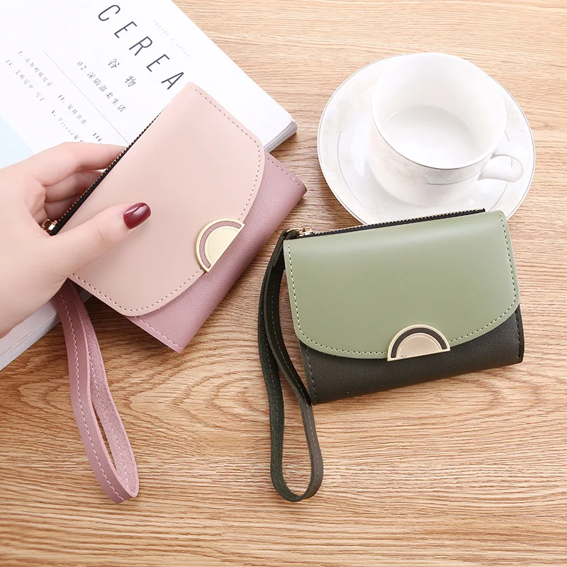 

New ladies wallet pu leather large capacity short wallet mini buckle ladies card holder fashion clutch bag Carteira Feminina