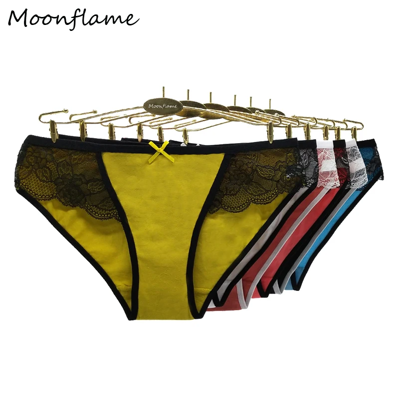 

Moonflame 6 Color Underpants 5 pcs/lots Lace Ladies Sexy Panty M-XL Low-Rise Underwear Female Cotton Briefs Women Panties