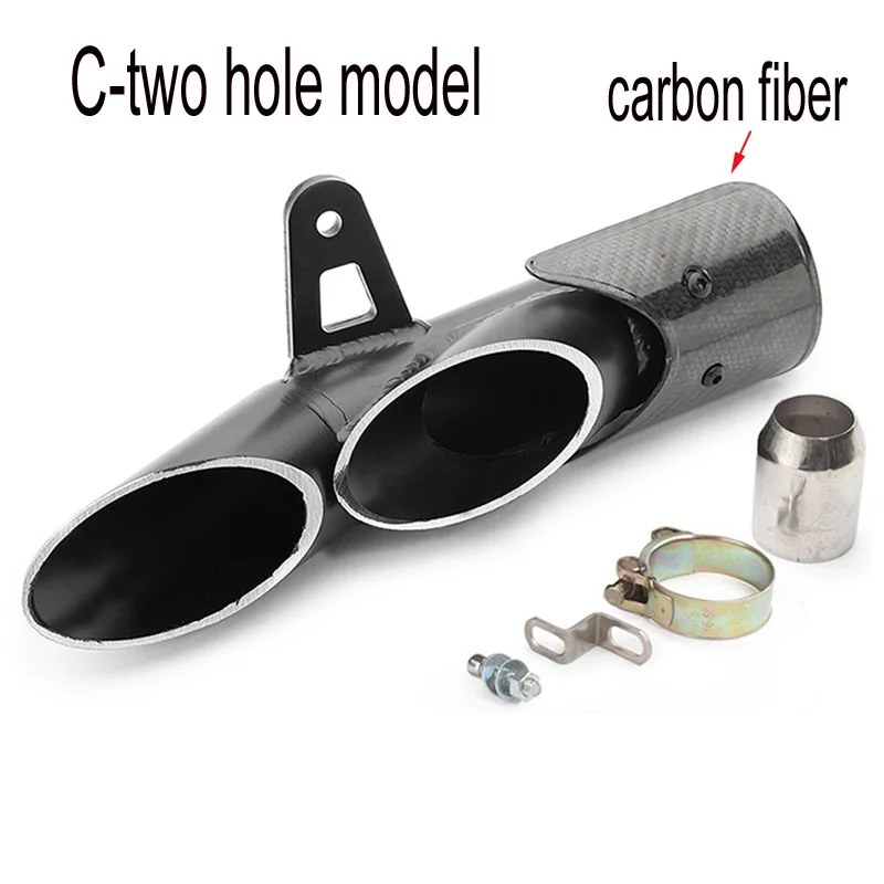 Motorcycle Exhaust Muffler Carbon Fiber Double Down Slip-On Exhaust Escape Moto For SUZUKI YAMAHA R6 Z900 zx6r cbr500r gsxr1000r