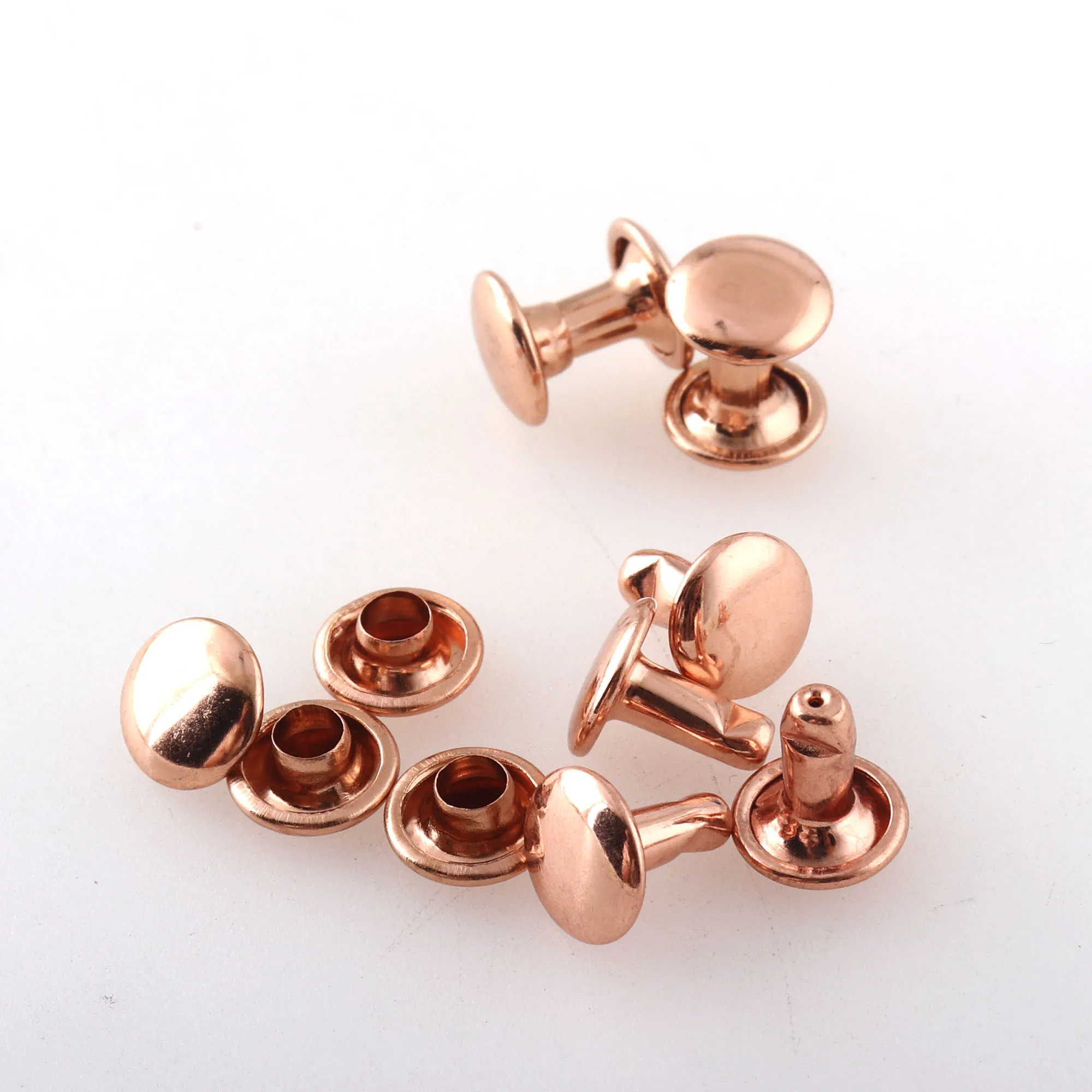 Rose Gold Rivet Studs Double Caps Rivets for Leather and Crafts Round Rivet Metal Buttons Used in Belts Leathers Bags 8 mm