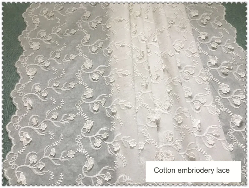 

130cm*1yard White embroidery Cotton lace trims for Clothes Soft flower lace trimmings and ribbons DIY craft sewing accessories