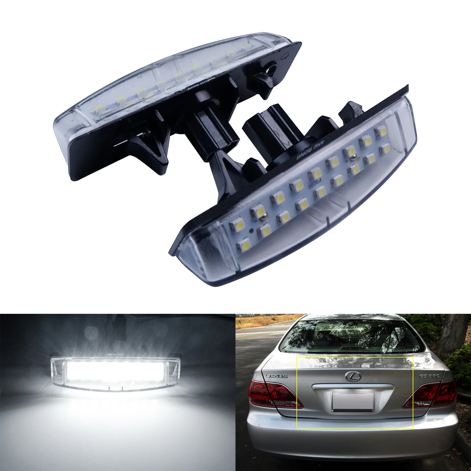 ANGRONG 2X For Lexus IS300 GS300 Toyota Camry Prius Yaris SMD LED License Plate Light Lamps