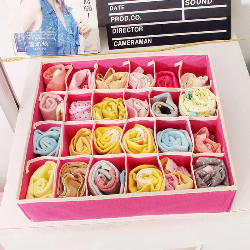 4pcs Underwear Bra Organizer Storage Box 4 Colors Drawer Closet Organizers Boxes For  Scarfs Socks  Multi Size